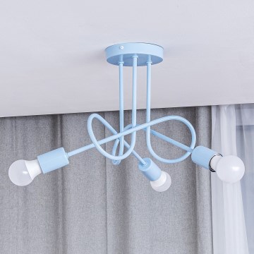 Aufgesetzte Deckenleuchte OXFORD 3xE27/15W/230V blau