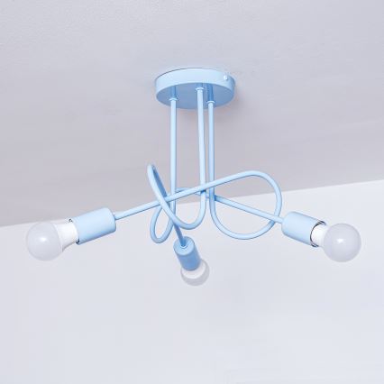 Aufgesetzte Deckenleuchte OXFORD 3xE27/15W/230V blau