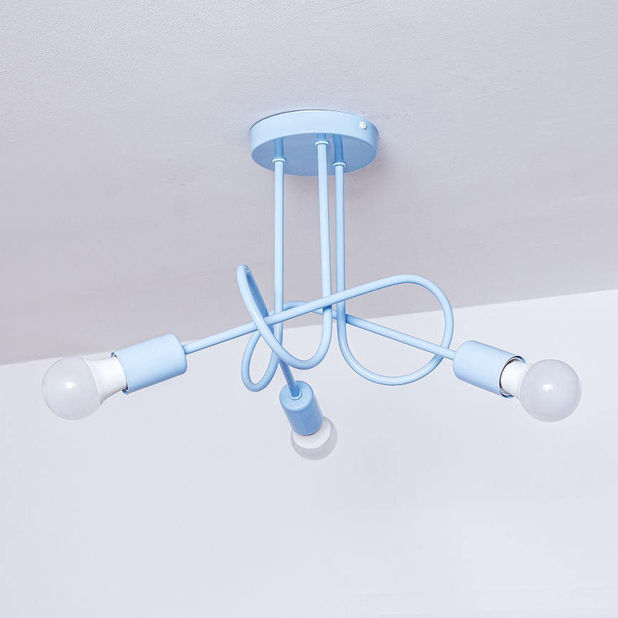 Aufgesetzte Deckenleuchte OXFORD 3xE27/15W/230V blau