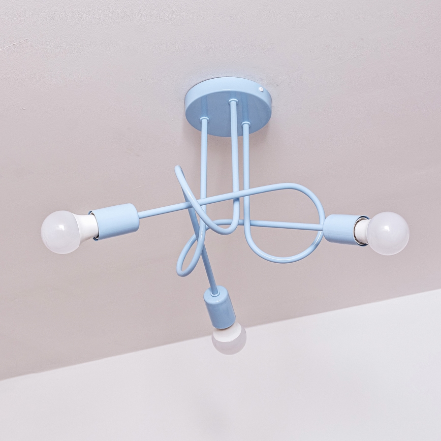 Aufgesetzte Deckenleuchte OXFORD 3xE27/15W/230V blau