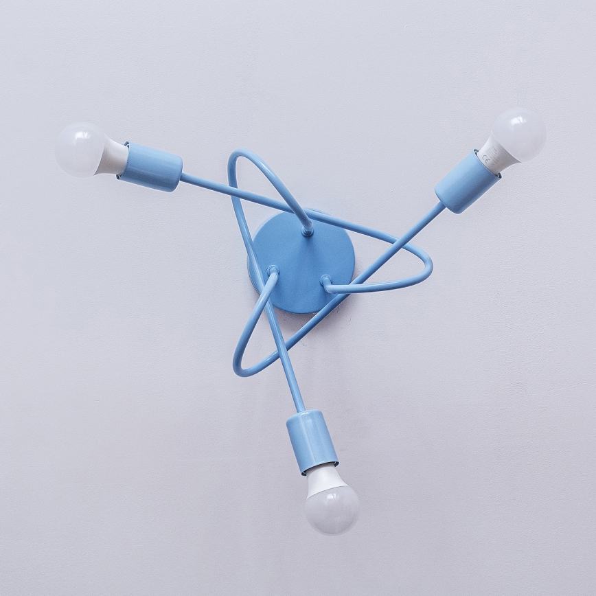 Aufgesetzte Deckenleuchte OXFORD 3xE27/15W/230V blau