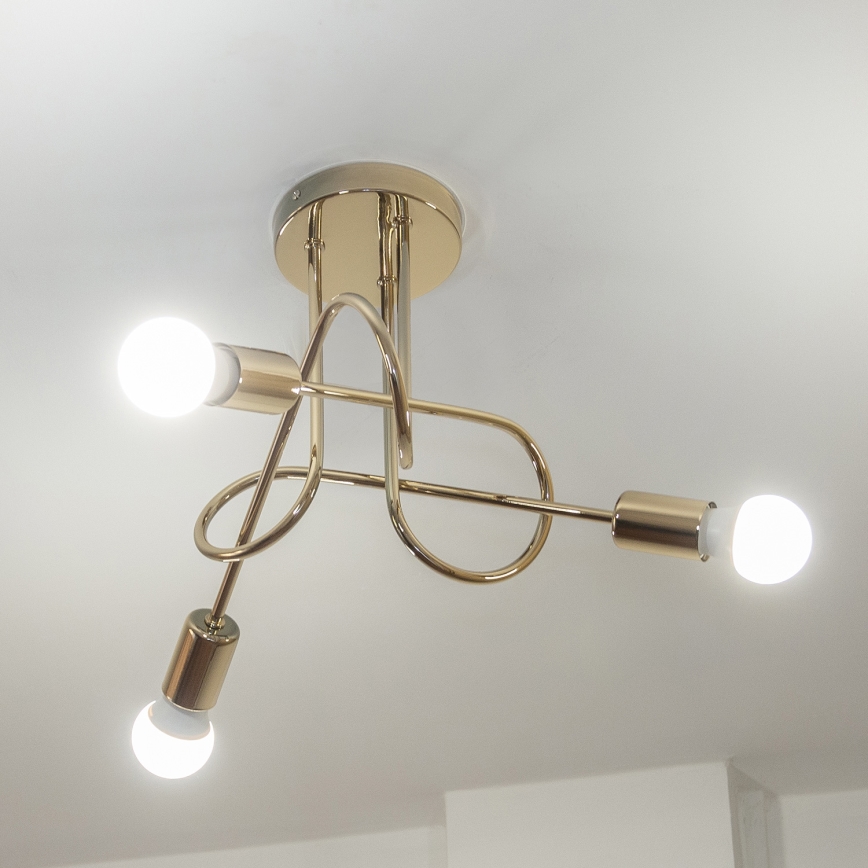 Aufgesetzte Deckenleuchte OXFORD 3xE27/15W/230V goldfarben