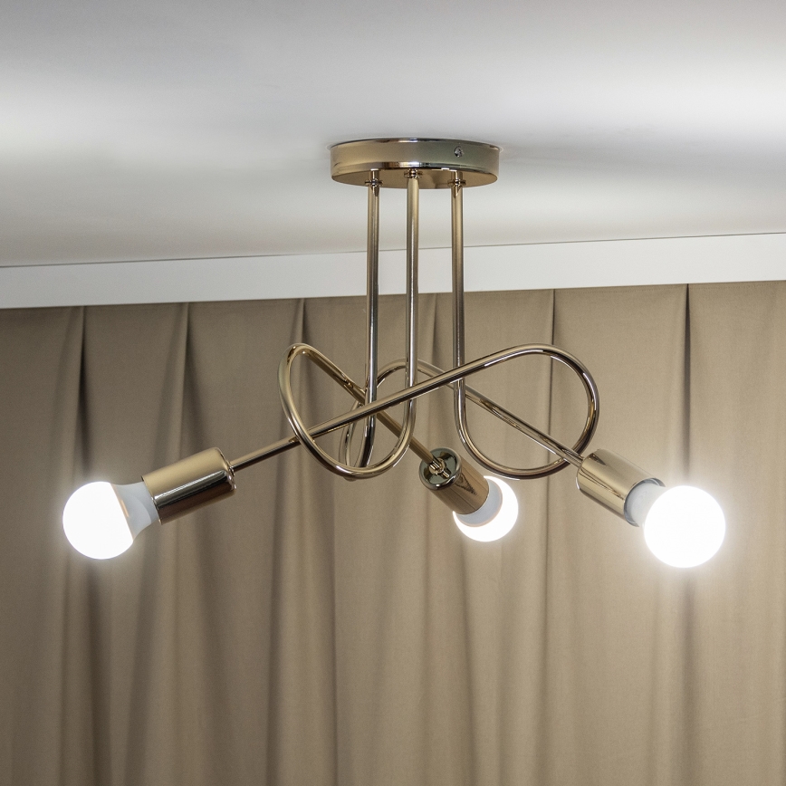 Aufgesetzte Deckenleuchte OXFORD 3xE27/15W/230V goldfarben
