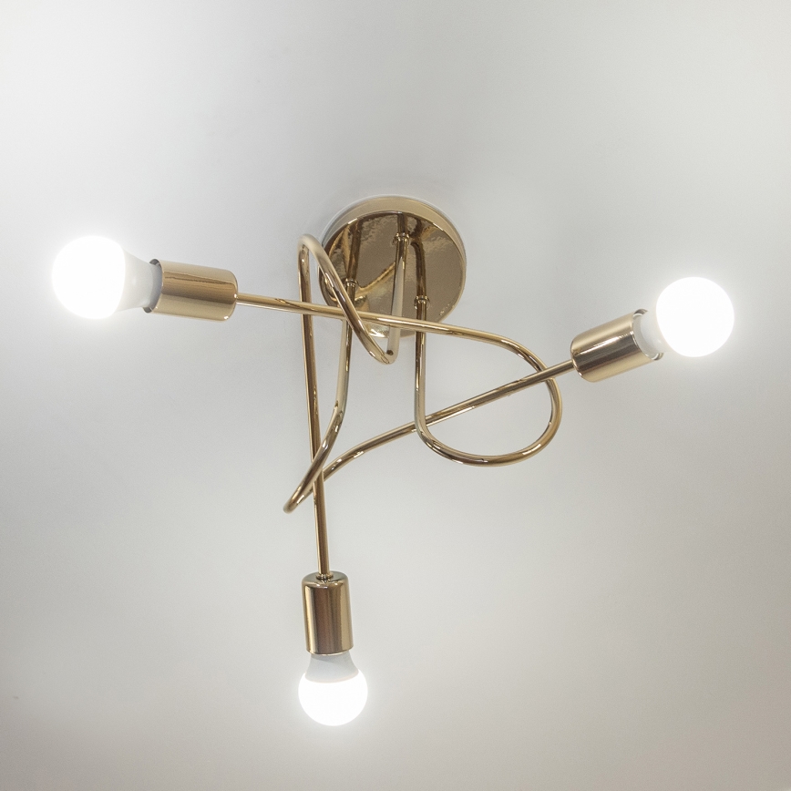 Aufgesetzte Deckenleuchte OXFORD 3xE27/15W/230V goldfarben