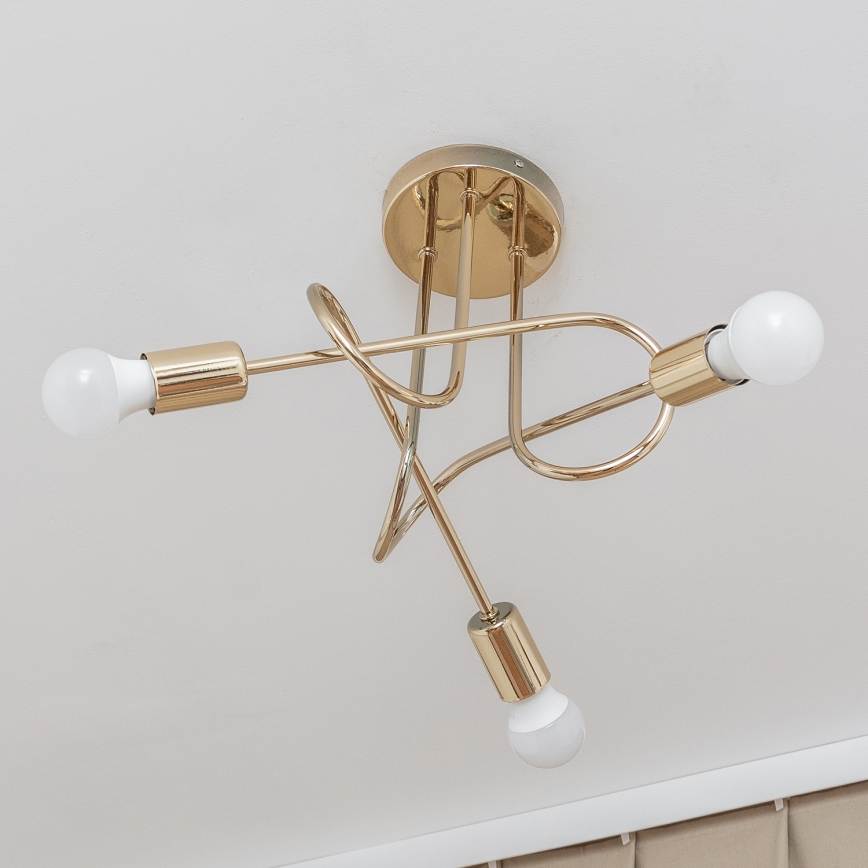 Aufgesetzte Deckenleuchte OXFORD 3xE27/15W/230V goldfarben