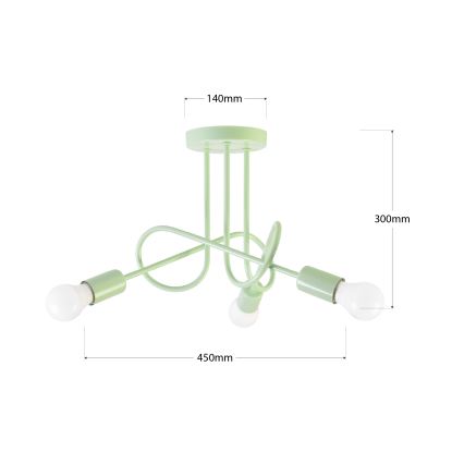 Aufgesetzte Deckenleuchte OXFORD 3xE27/15W/230V grün