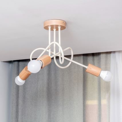 Aufgesetzte Deckenleuchte OXFORD 3xE27/15W/230V Kiefer/Creme