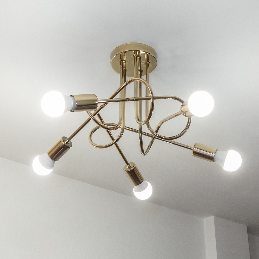 Aufgesetzte Deckenleuchte OXFORD 5xE27/15W/230V, gold