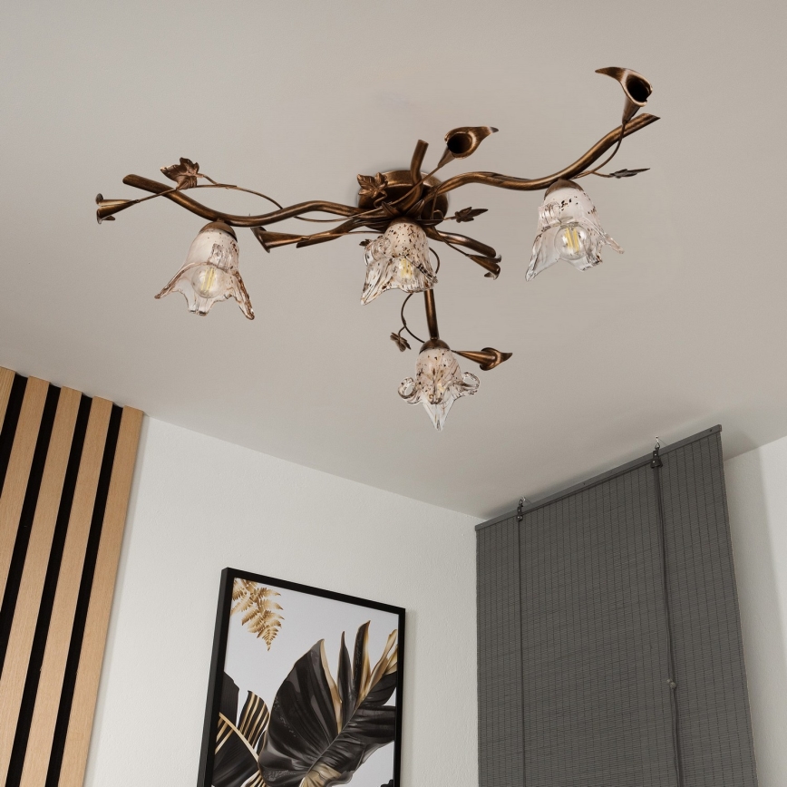 Aufgesetzte Deckenleuchte ROZETA 4xE14/40W/230V bronzefarben