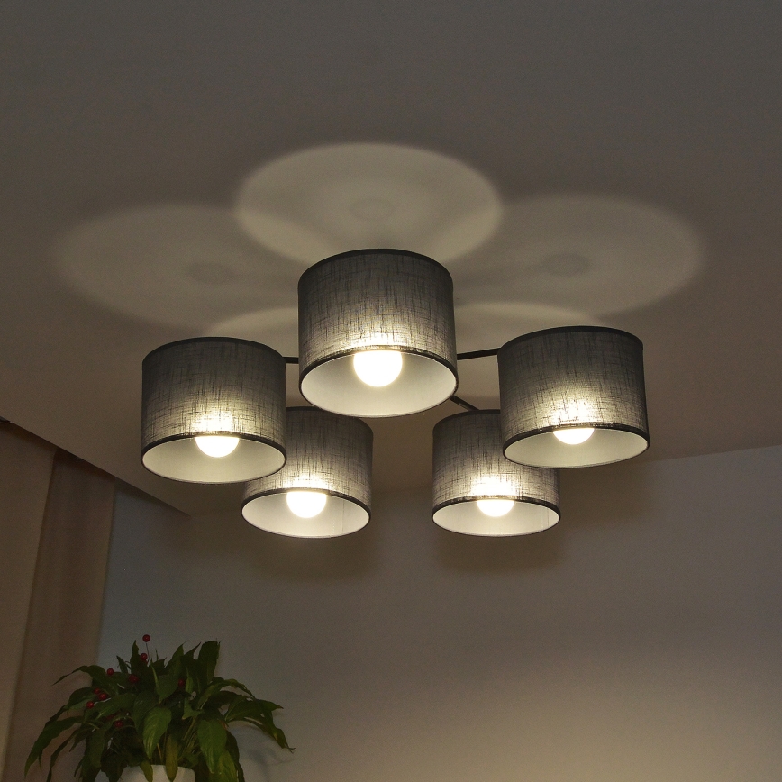 Aufgesetzter Kronleuchter ALBA 5xE27/15W/230V grau