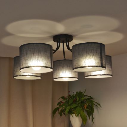 Aufgesetzter Kronleuchter ALBA 5xE27/15W/230V grau