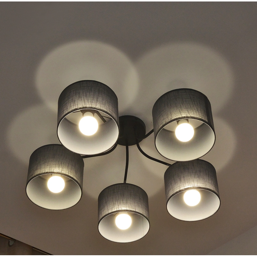 Aufgesetzter Kronleuchter ALBA 5xE27/15W/230V grau