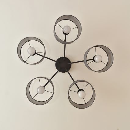 Aufgesetzter Kronleuchter ALBA 5xE27/15W/230V grau