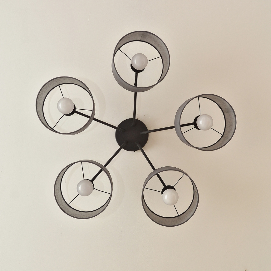 Aufgesetzter Kronleuchter ALBA 5xE27/15W/230V grau