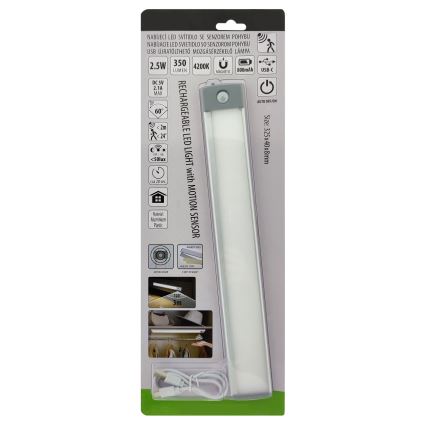 Aufladbare LED-Möbelbeleuchtung mit Sensor LED/2,5W/5V USB 800 mAh 4200K 32,5 cm