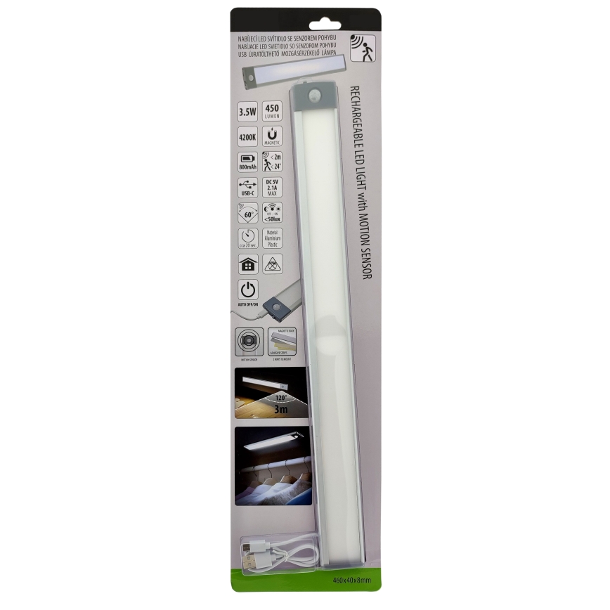 Aufladbare LED-Möbelbeleuchtung mit Sensor LED/3,5W/5V USB 800 mAh 4200K 46 cm