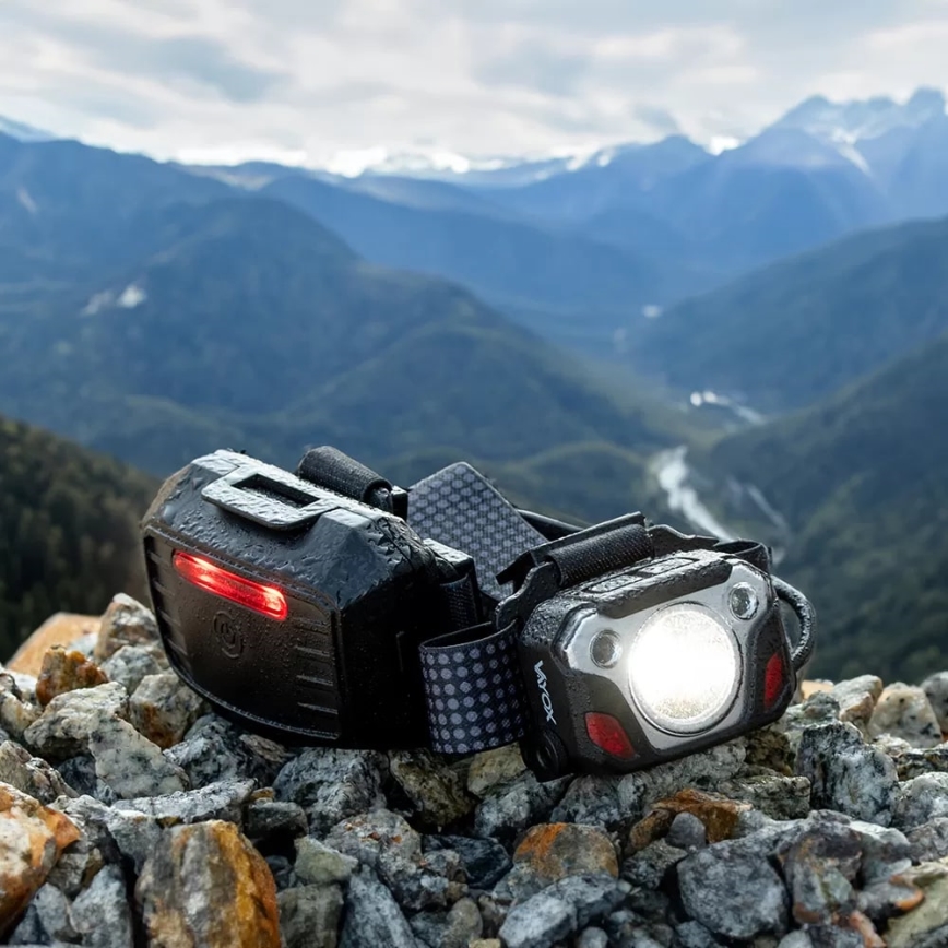 Dimmbare, aufladbare LED-Stirnlampe mit Sensor, Powerbank-Funktion und rotem Licht LED/10W/5V IP44 1200 glänzend 4000 mAh