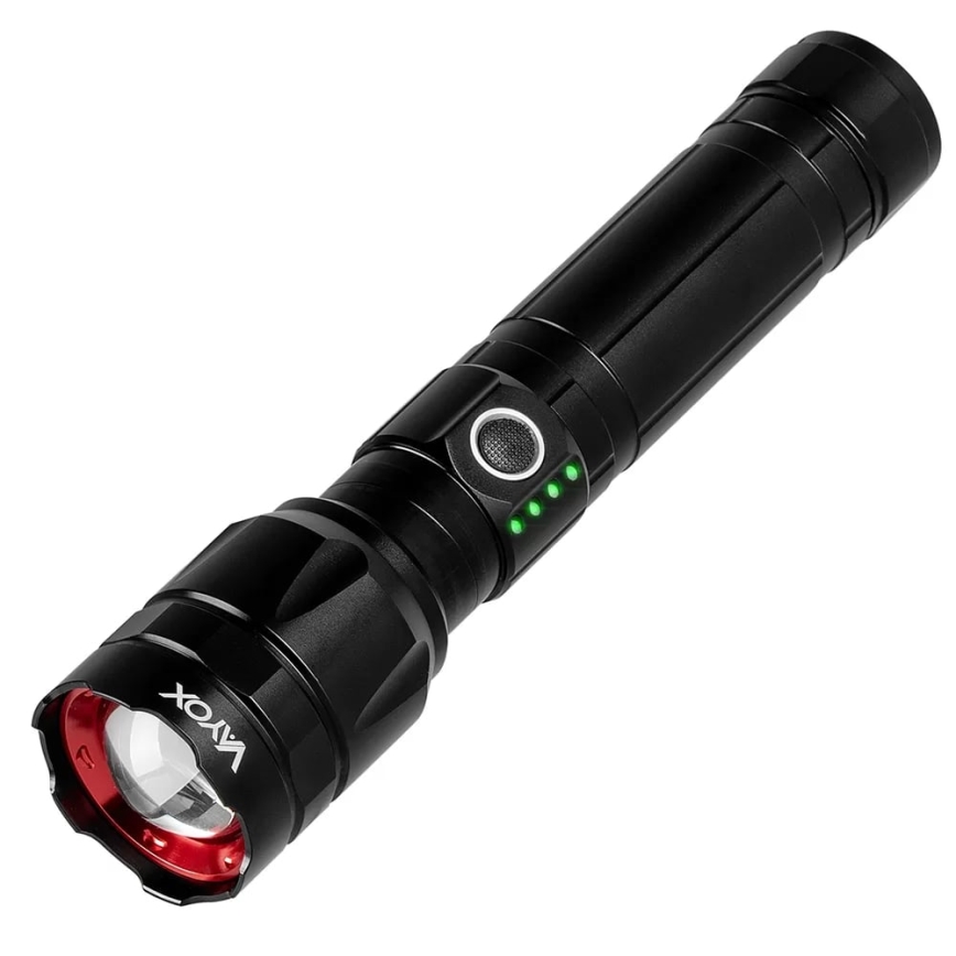 Dimmbare, aufladbare LED-Taschenlampe mit Powerbank Funktion LED/30W/5V IPX5 1060 glänzend 5000 mAh