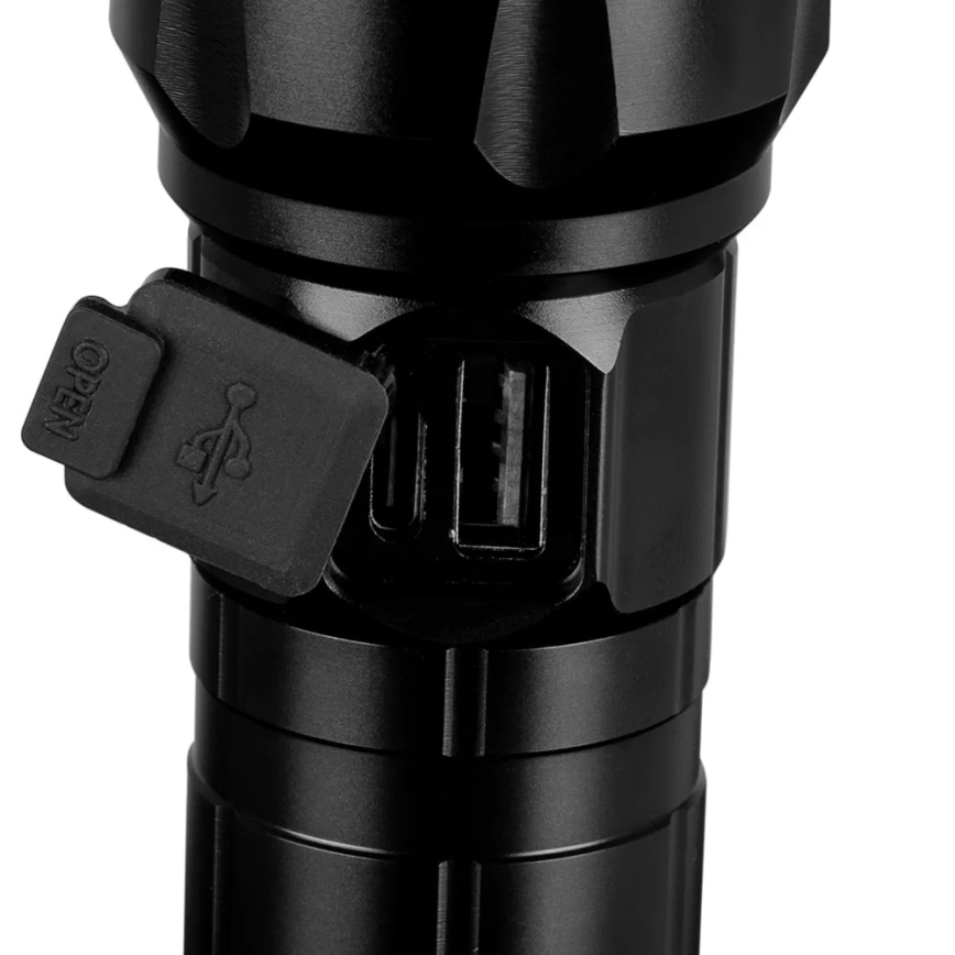 Dimmbare, aufladbare LED-Taschenlampe mit Powerbank Funktion LED/30W/5V IPX5 1060 glänzend 5000 mAh
