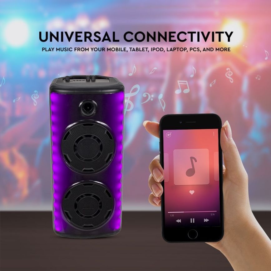 Aufladbarer LED-RGB-Lautsprecher mit Mikrofon 600W/2400 mAh + Fernbedienung
