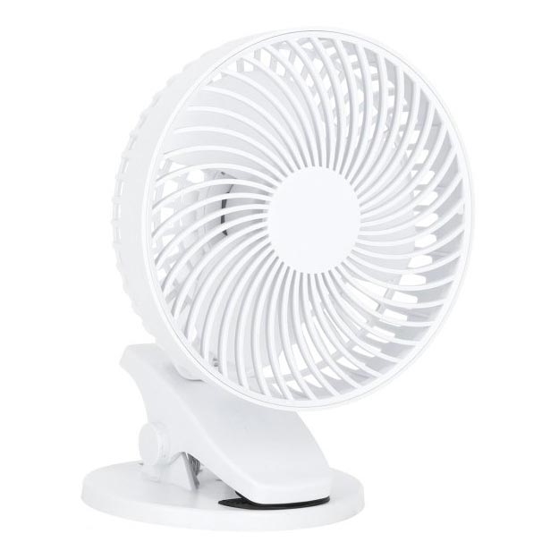 Aufladbarer Tischventilator mit Klemme VIENTO 6W/5V 2000 mAh weiß