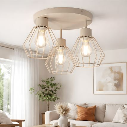 Aufputz-Deckenleuchte AUDREY 3xE27/60W/230V beige
