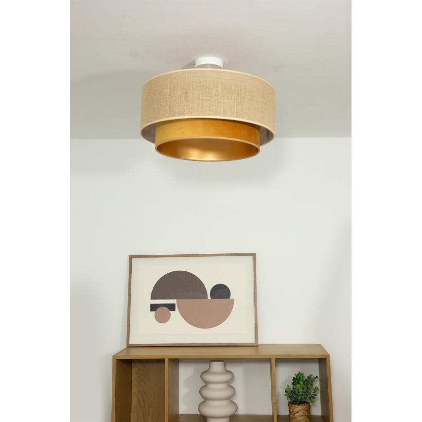 Aufputz-Deckenleuchte SARTA 1xE27/60W/230V Ø 45 cm Kupfer/Jute