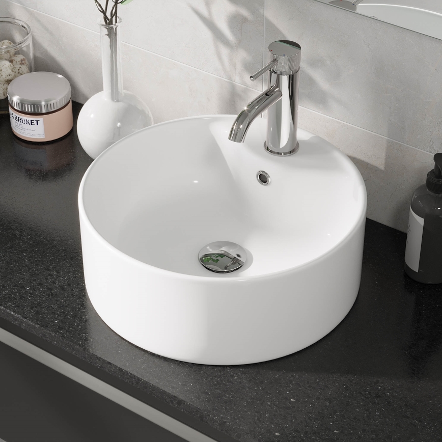 Aufsatzwaschbecken VIKEDAL Ø 38 cm, Keramik/weiß