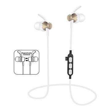 Auricolari Bluetooth con microfono e lettore MicroSD bianco/oro