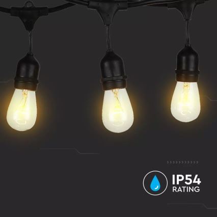 Außen-Lichterkette STRING 15 m, 15×E27/25 W/230 V, IP54