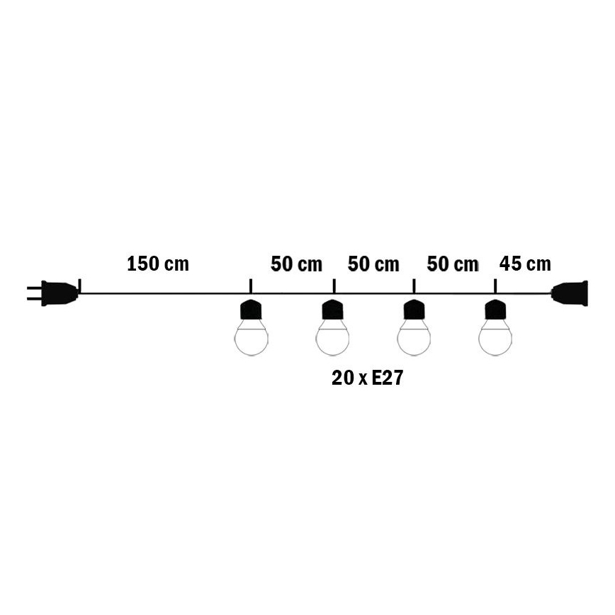 Außendekorationskette MIMOSA 20xE27/1,3W/230V IP44 10m