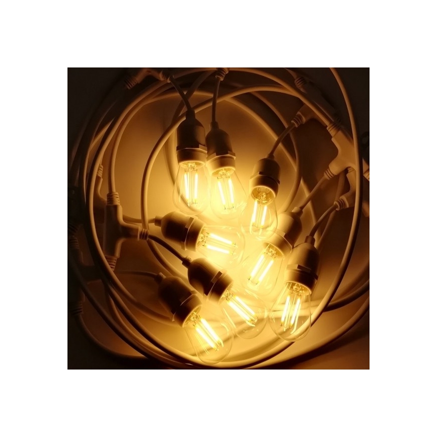 Außenkette 15xE27/10W/230V 15 m IP44 weiß