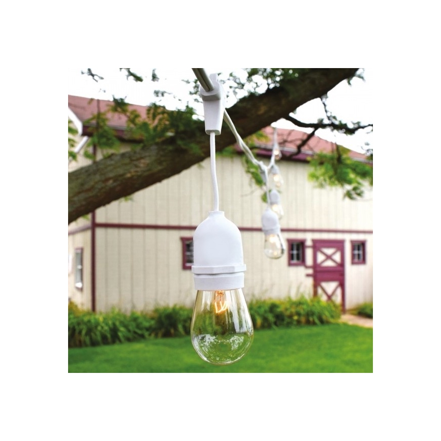 Außenkette 15xE27/10W/230V 15 m IP44 weiß