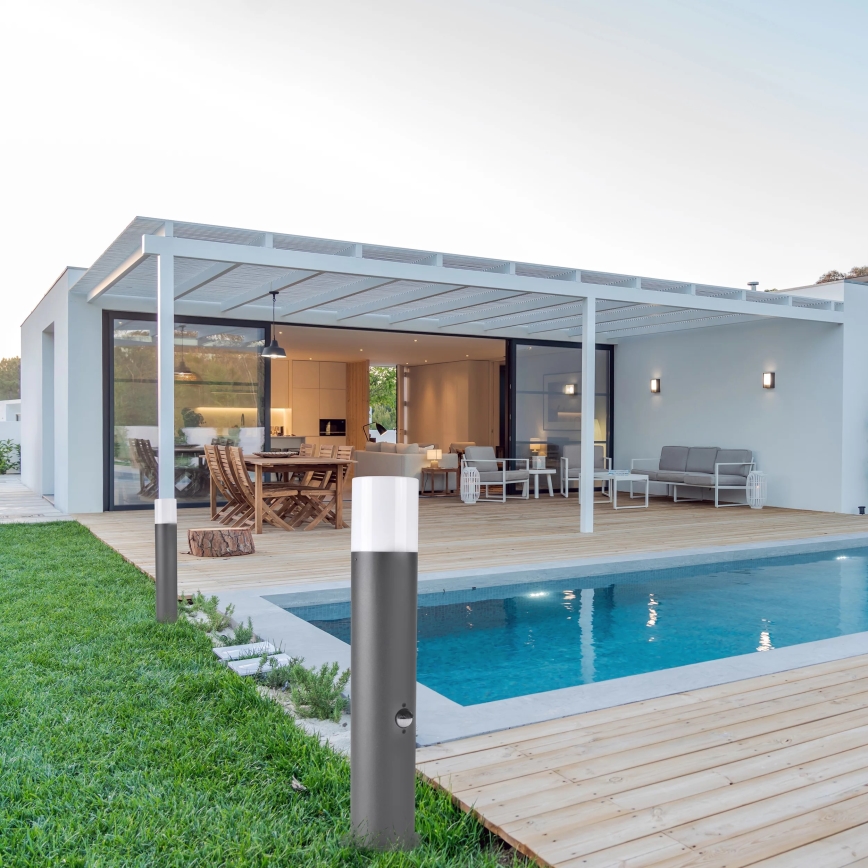 Außenleuchte mit Sensor DALLAS 1xE27/12W/230V IP44 Anthrazit