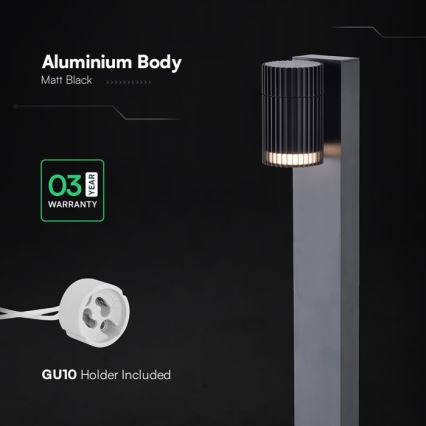 Außenleuchte 1x GU10/10 W/230 V, IP44, 80 cm, schwarz