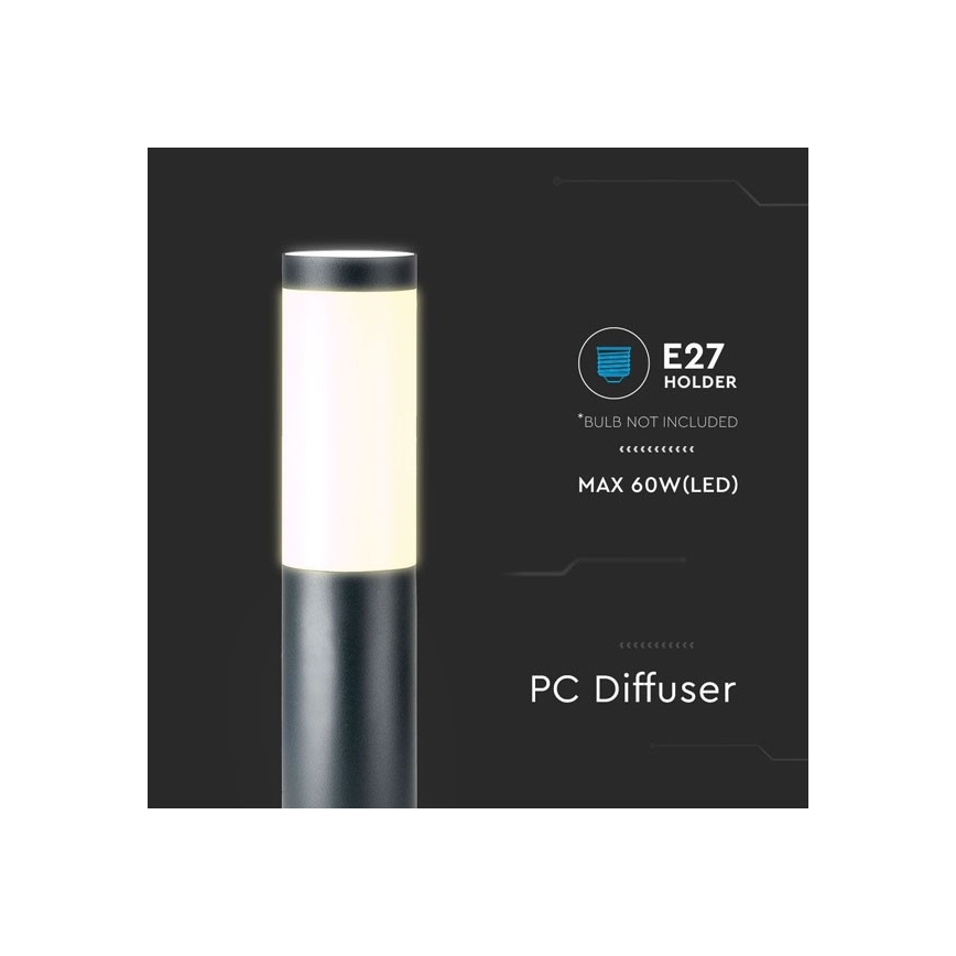 Außenleuchte 1xE27/60W/230V IP44 45cm grau