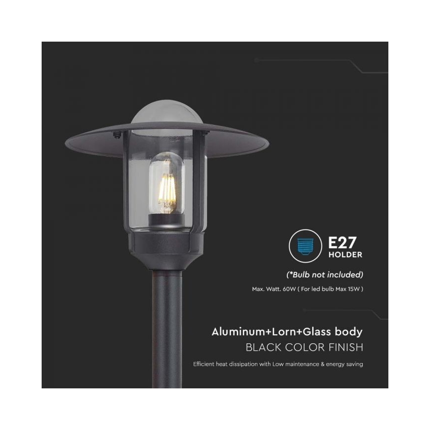 Außenleuchte 1xE27/60W/230V IP44 schwarz