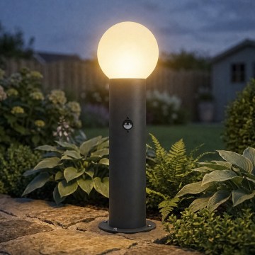 Außenleuchte mit Bewegungs- und Dämmerungssensor STONO 1xE27/15W/230V 50 cm IP65 anthrazit