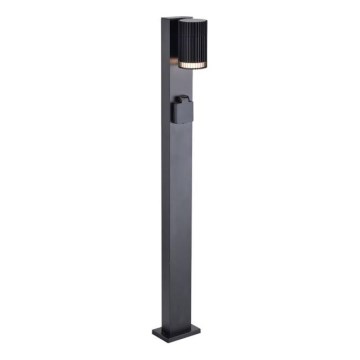 Außenleuchte mit SCHUKO-Steckdose 1xGU10/10W/230V IP44 80 cm schwarz
