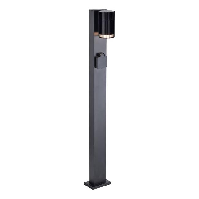 Außenleuchte mit SCHUKO-Steckdose 1xGU10/10W/230V IP44 80 cm schwarz