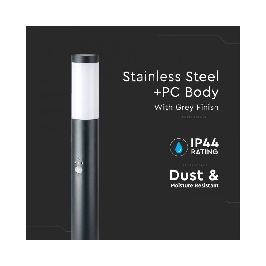 Außenleuchte mit Sensor 1xE27/60W/230V IP44 80cm grau