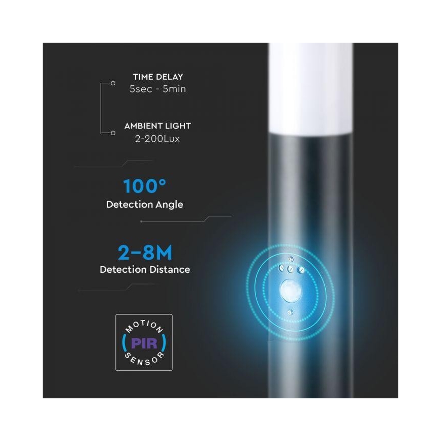 Außenleuchte mit Sensor 1xE27/60W/230V IP44 80cm grau