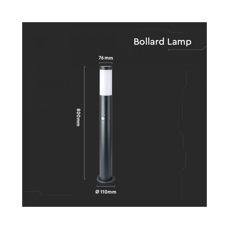 Außenleuchte mit Sensor 1xE27/60W/230V IP44 80cm grau