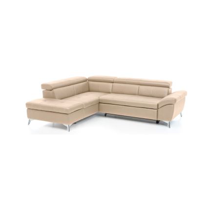 Ausziehbare Eckledergarnitur in L-Form SALERNO II links, beige