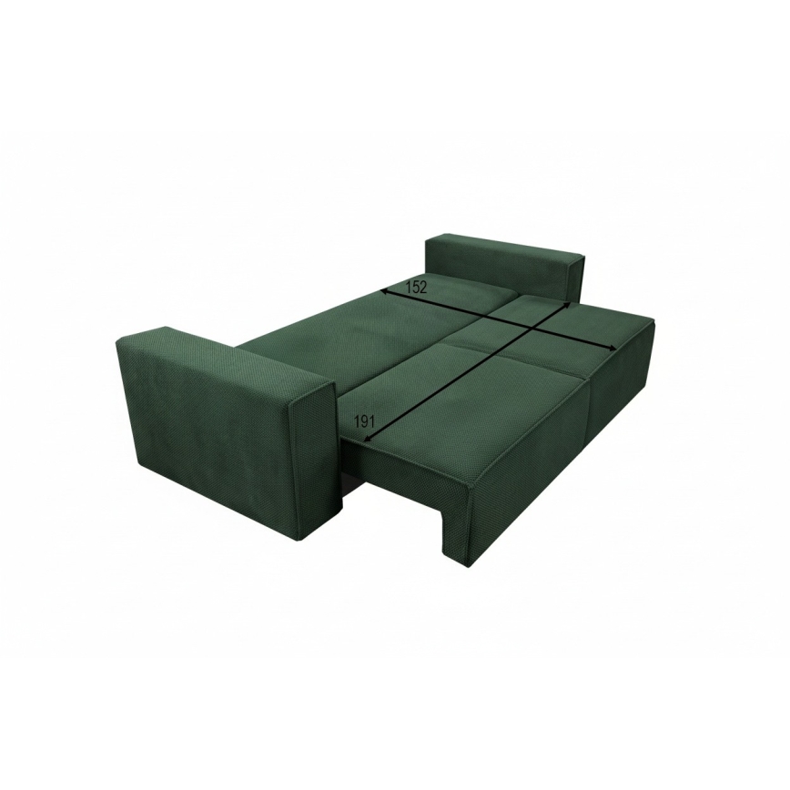 Ausziehbares 3-Sitzer-Sofa mit Stauraum RONDA, grün