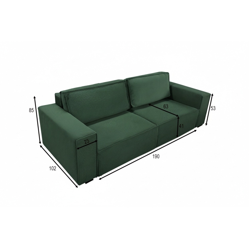 Ausziehbares 3-Sitzer-Sofa mit Stauraum RONDA, grün