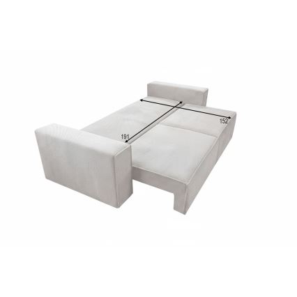 Ausziehbares 3-sitziges Schlafsofa mit Stauraum RONDA, Beige