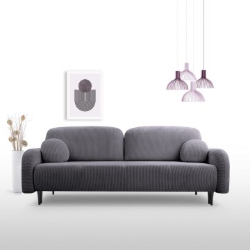 Ausziehbares, gepolstertes Dreisitzer-Sofa CLOUDY, grau