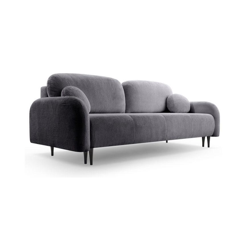 Ausziehbares, gepolstertes Dreisitzer-Sofa CLOUDY, grau