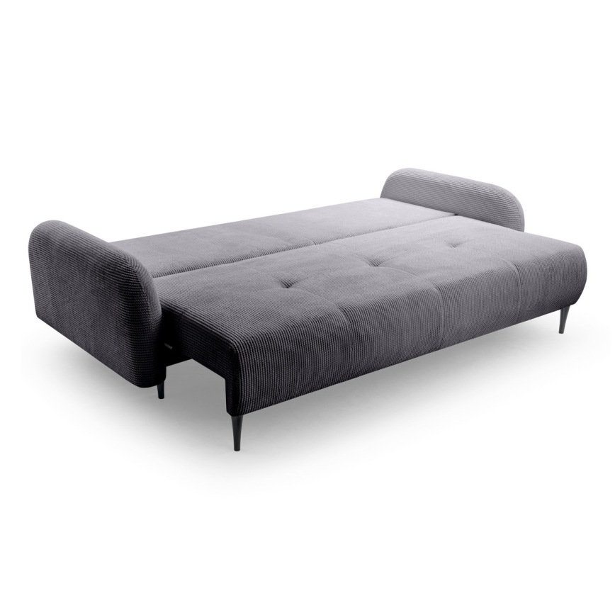 Ausziehbares, gepolstertes Dreisitzer-Sofa CLOUDY, grau